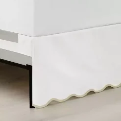 White Neutral Scalloped Coastal Queen Bed Skirt