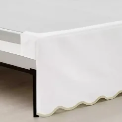 White Neutral Scalloped Coastal King Bed Skirt