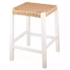 White Newport Wood and Rattan Counter Stool