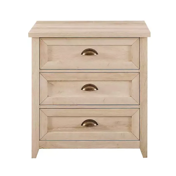 White Oak Bronze Cupped Handle Nightstand