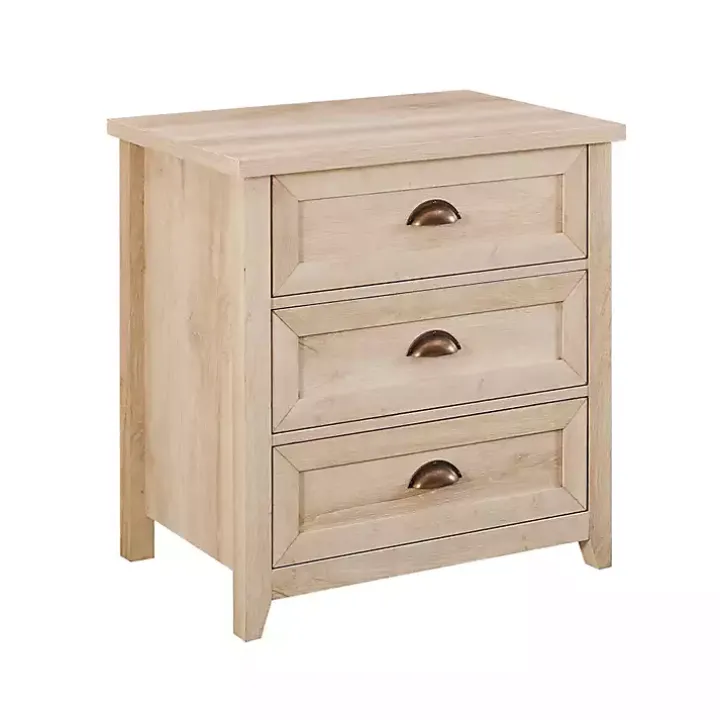 White Oak Bronze Cupped Handle Nightstand
