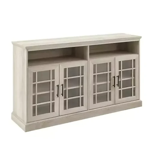 White Oak Glass Door TV Stand, 58 in.