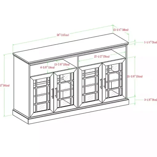 White Oak Glass Door TV Stand, 58 in.