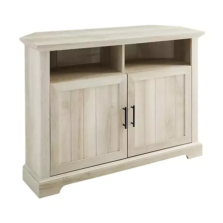 White Oak Grooved Door Corner TV Stand