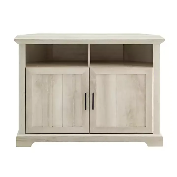 White Oak Grooved Door Corner TV Stand