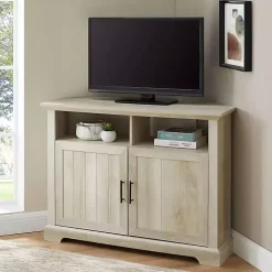 White Oak Grooved Door Corner TV Stand