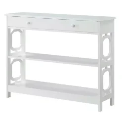 White Octagon 2-Shelf Console Table