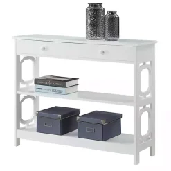 White Octagon 2-Shelf Console Table
