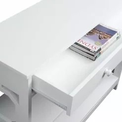 White Octagon 2-Shelf Console Table