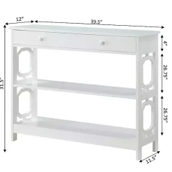 White Octagon 2-Shelf Console Table