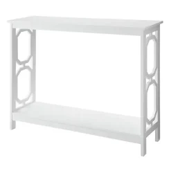 White Octagon Single Shelf Console Table
