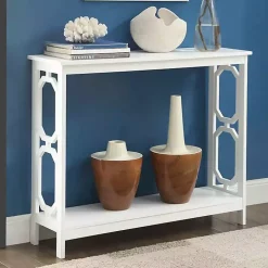 White Octagon Single Shelf Console Table