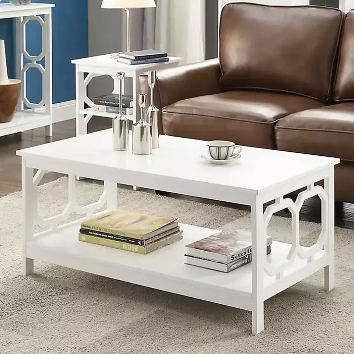 White Octagon Single Shelf Coffee Table