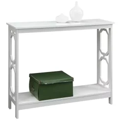 White Octagon Single Shelf Console Table