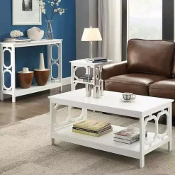 White Octagon Single Shelf Coffee Table