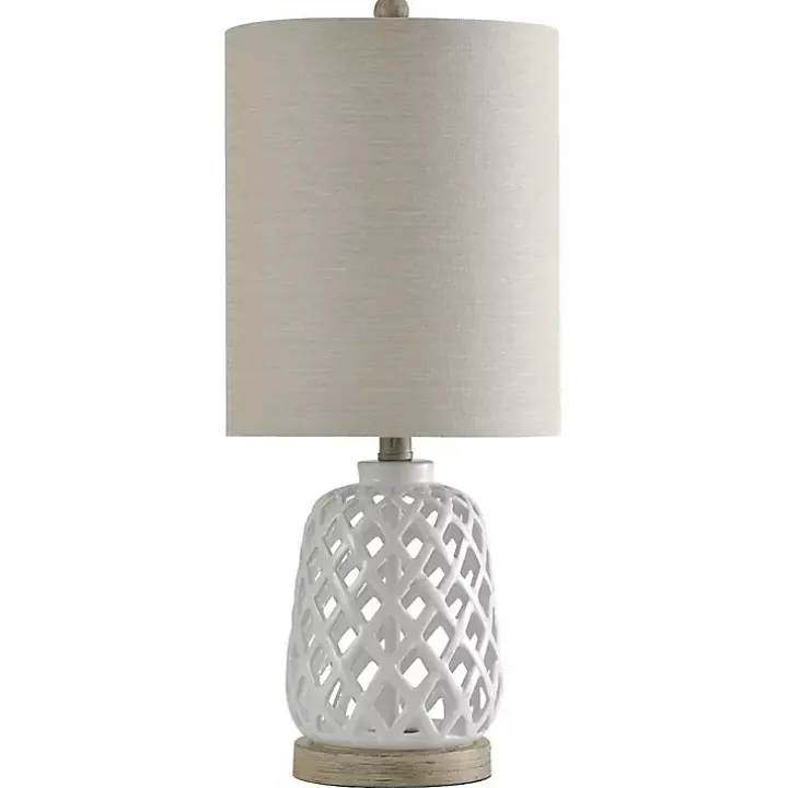 White Open Weave Ceramic Table Lamp