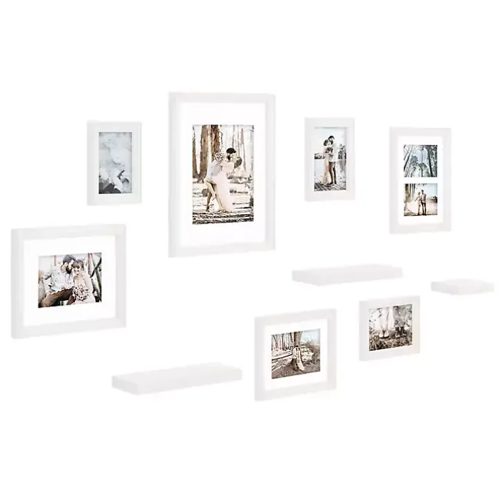 White 10-pc. Gallery Wall Frame and Shelf Set