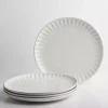 White Petals Ceramic Dinner Plates, Set of 4