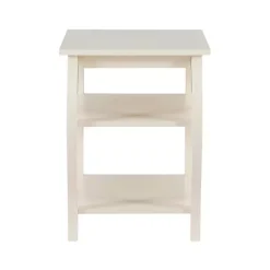 White Prismatic Wood Accent Table