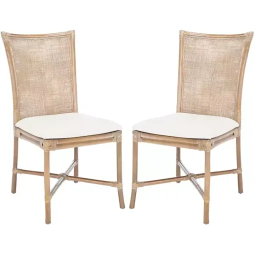 White Rattan Chiara Dining Chairs, Set of 2
