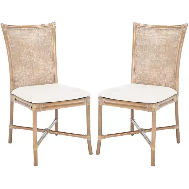 White Rattan Chiara Dining Chairs, Set of 2