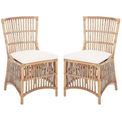 White Rattan Erika Dining Chairs, Set of 2