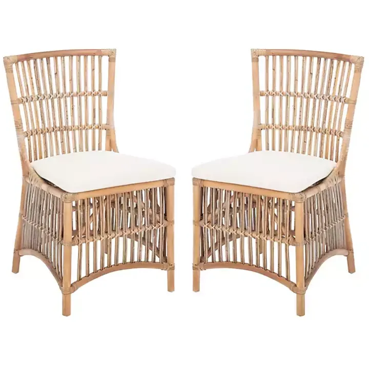 White Rattan Erika Dining Chairs, Set of 2