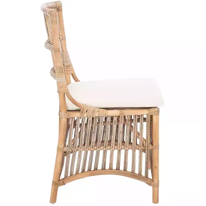 White Rattan Erika Dining Chairs, Set of 2