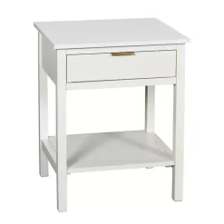 White Ribbed Wood Colleen Accent Table