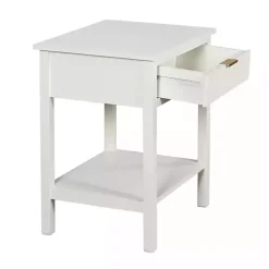 White Ribbed Wood Colleen Accent Table