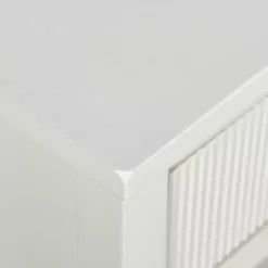 White Ribbed Wood Colleen Accent Table