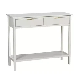 White Ribbed Wood 2-Drawer Colleen Console Table