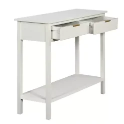 White Ribbed Wood 2-Drawer Colleen Console Table