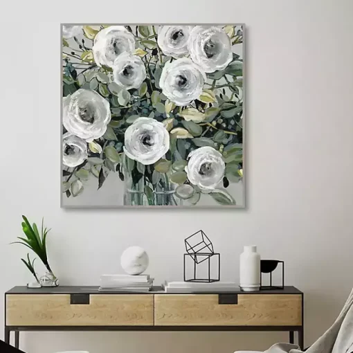 White Rose Parade Framed Canvas Art Print
