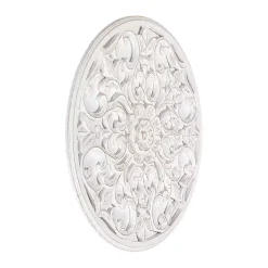 White Round Medallion Wood Plaque