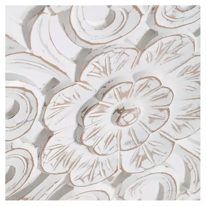 White Round Medallion Wood Plaque