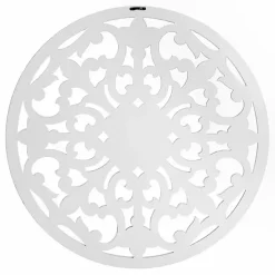 White Round Medallion Wood Plaque
