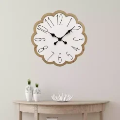 White Scalloped Wood Wall Clock