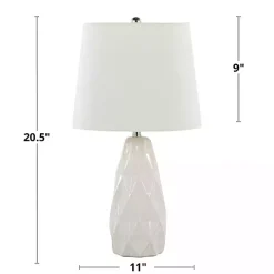 White Sculpted Diamond Table Lamps, Set of 2