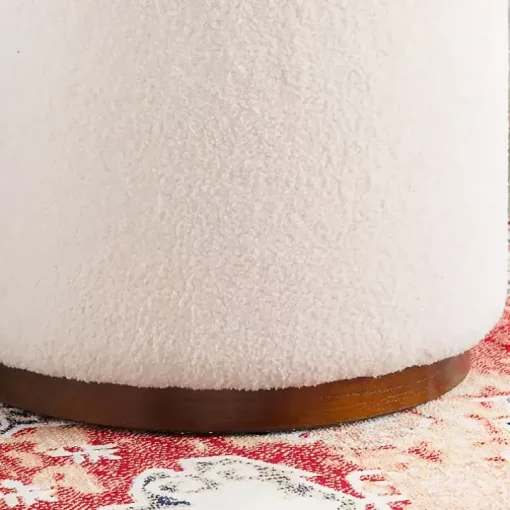 White Sherpa Upholstered Storage Ottoman