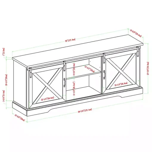 White Sliding Barn Door Media Cabinet