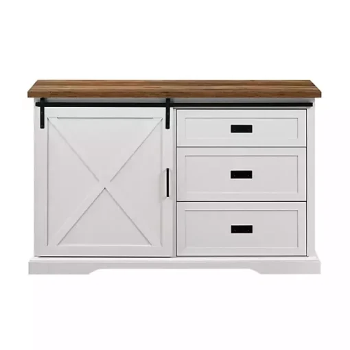 White Sliding Door and 3-Drawer Sideboard