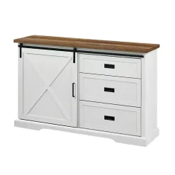 White Sliding Door and 3-Drawer Sideboard