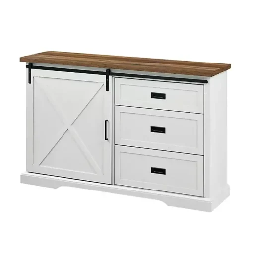 White Sliding Door and 3-Drawer Sideboard