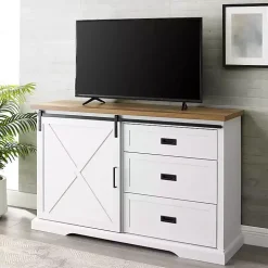 White Sliding Door and 3-Drawer Sideboard