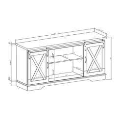 White Sliding Door Rustic Oak Top TV Stand
