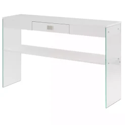 White Soho Glass Console Table with Shelf