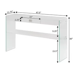 White Soho Glass Console Table with Shelf