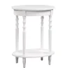 White Spindle Legs Oval Accent Table