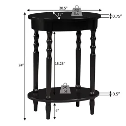 White Spindle Legs Oval Accent Table